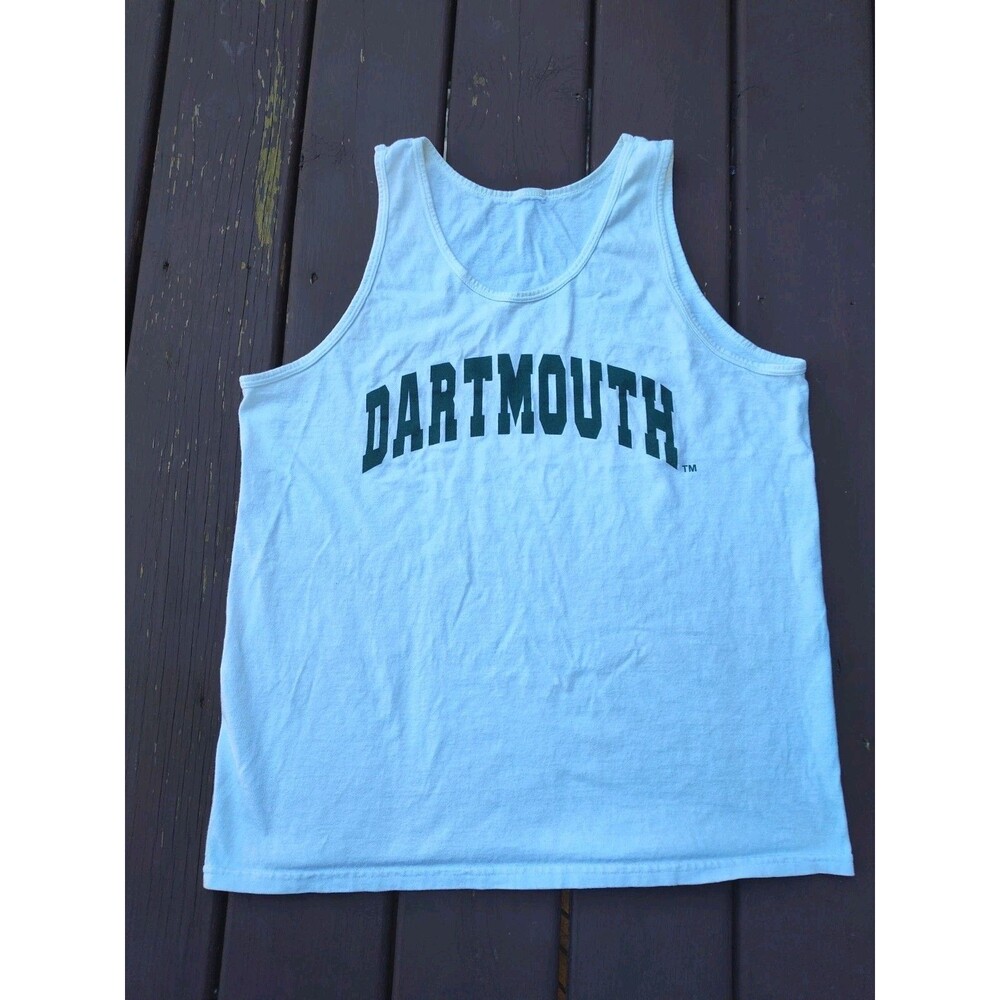 Vintage Dartmouth University men's muscle tank top white size large cotton 90s